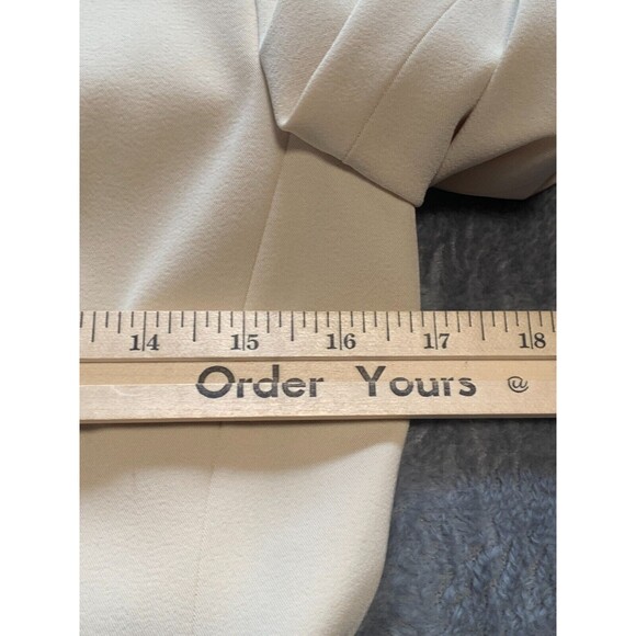 Suzy Shier Suit Jacket Blazer Womens 7 Cream Chambray Stretch Long Sleeve Career - Picture 10 of 16